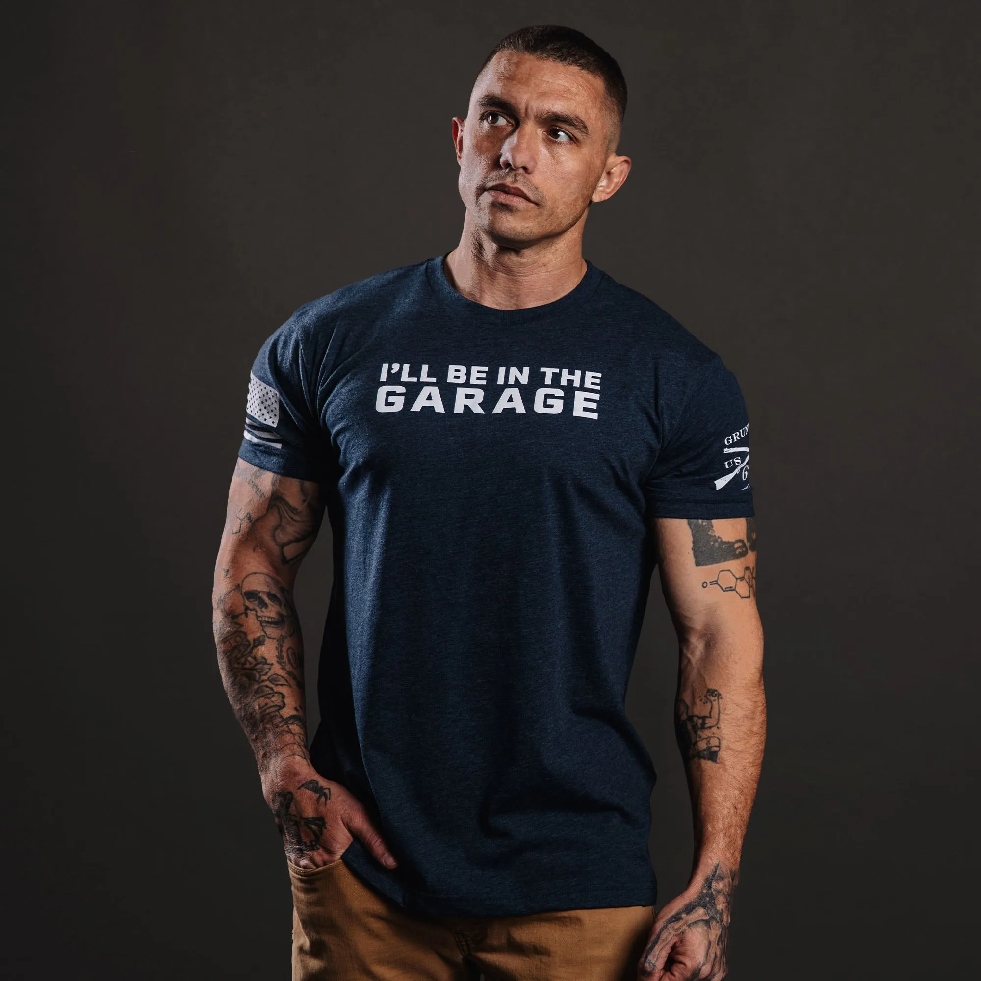 I'll Be In The Garage T-Shirt - Midnight Navy sold by Grunt Style product image thumbnail 4