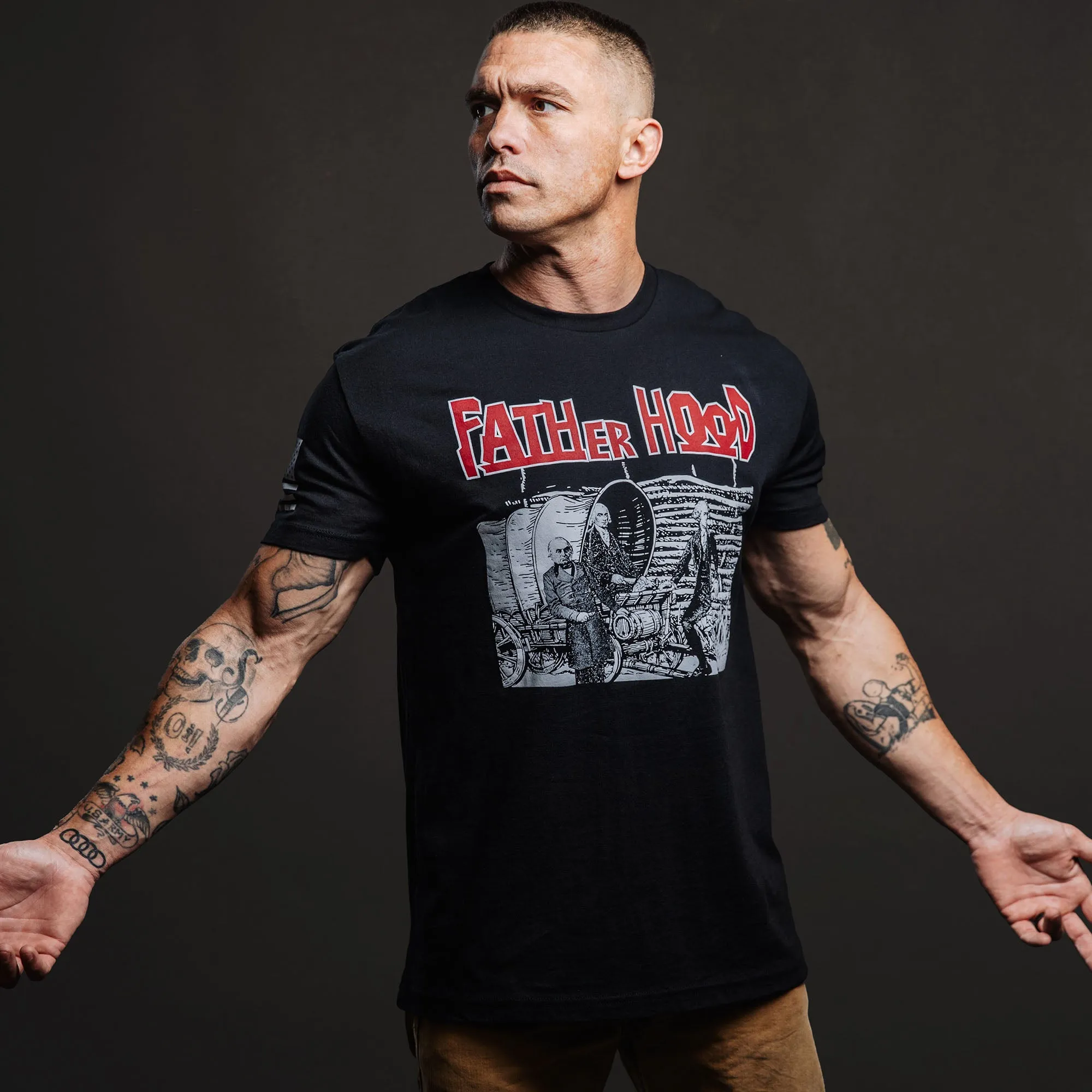 Father Hood T-Shirt - Black sold by Grunt Style product image thumbnail 5