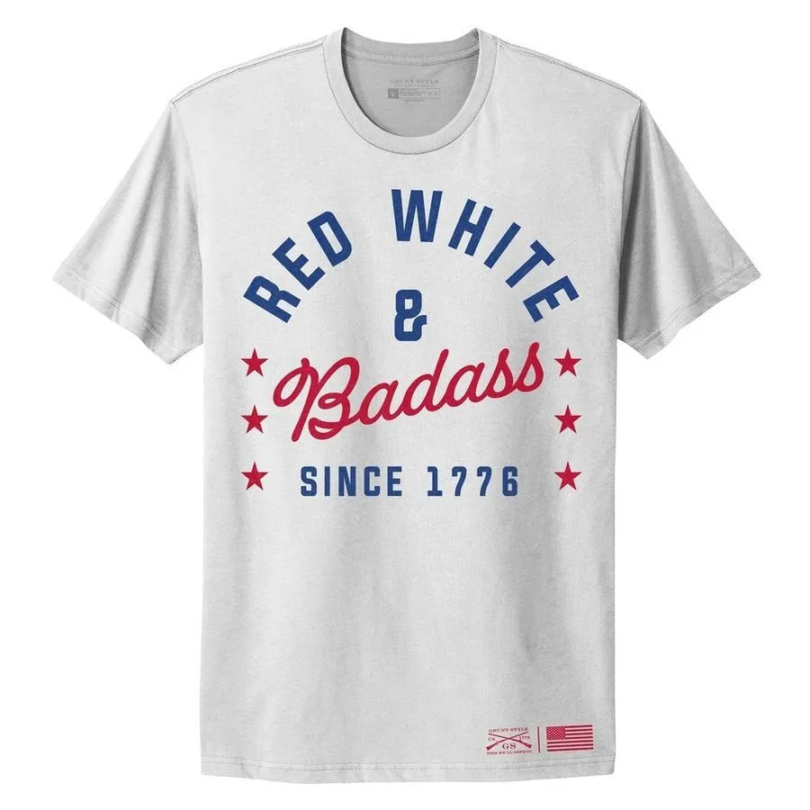 Women's Red, White & Badass Boyfriend Fit T-Shirt - White sold by Grunt Style product image thumbnail 4