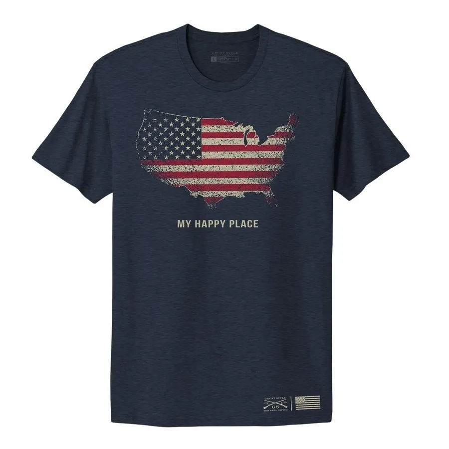 Women's My Happy Place Boyfriend Fit T-Shirt - Midnight Navy sold by Grunt Style