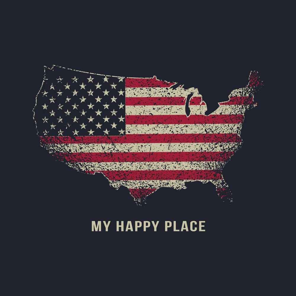 Women's My Happy Place Boyfriend Fit T-Shirt - Midnight Navy sold by Grunt Style product image thumbnail 2