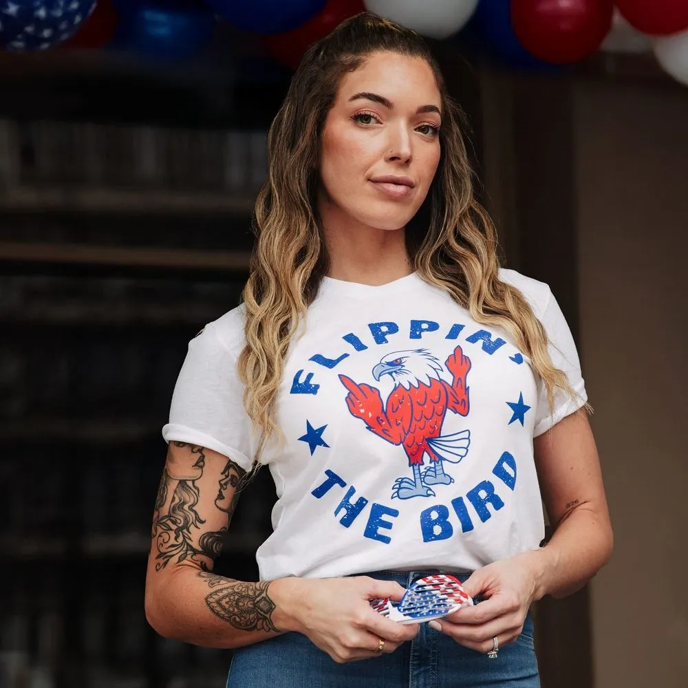 Women's Flippin' The Bird Boyfriend Fit T-Shirt - White sold by Grunt Style