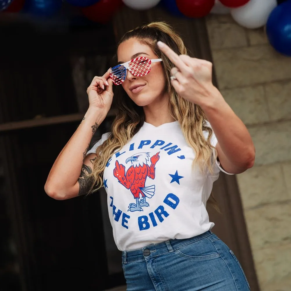 Women's Flippin' The Bird Boyfriend Fit T-Shirt - White sold by Grunt Style product image thumbnail 4