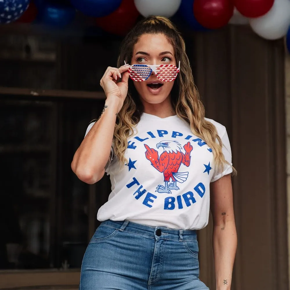 Women's Flippin' The Bird Boyfriend Fit T-Shirt - White sold by Grunt Style product image thumbnail 5