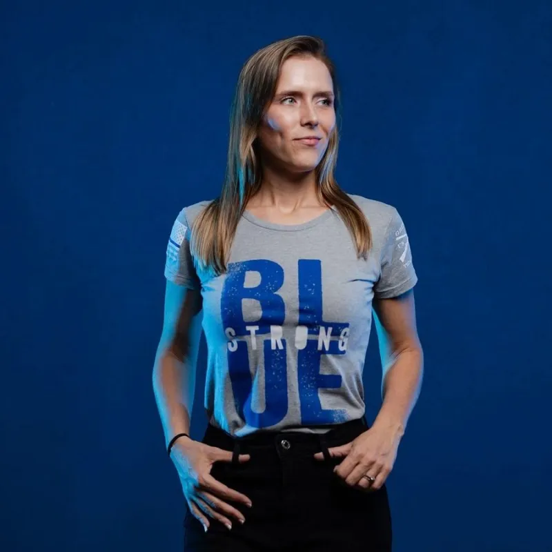 Women's Blue Strong Slim Fit T-Shirt - Dark Heather Gray sold by Grunt Style
