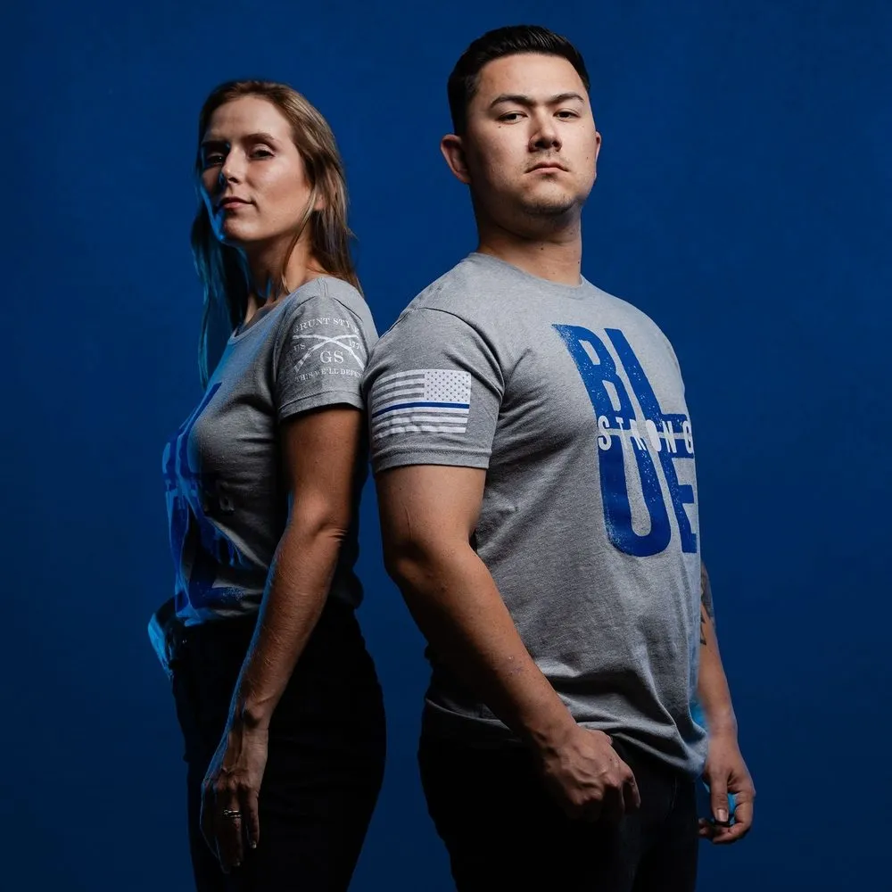 Blue Strong T-Shirt - Dark Heather Gray sold by Grunt Style product image thumbnail 5