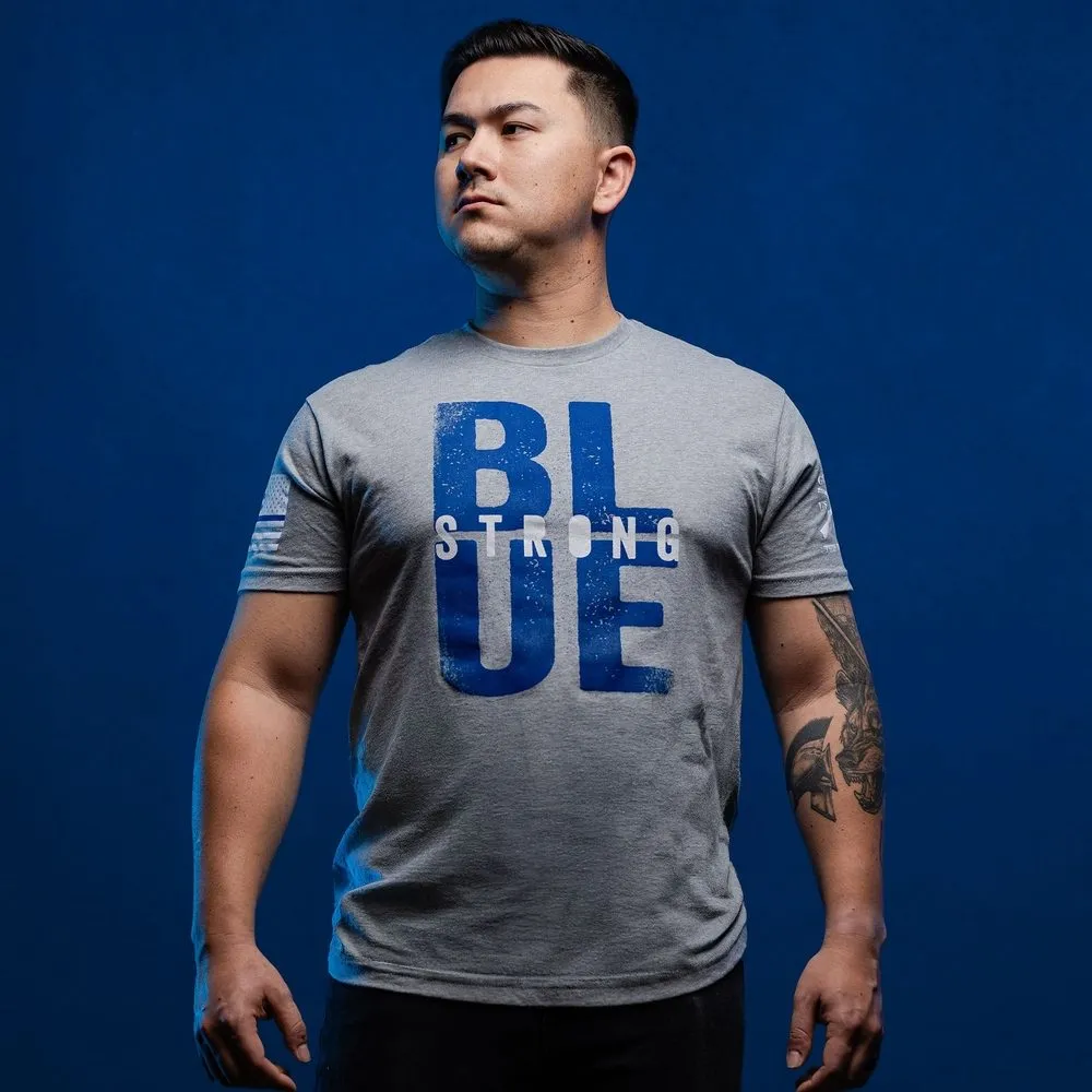 Blue Strong T-Shirt - Dark Heather Gray sold by Grunt Style product image thumbnail 4