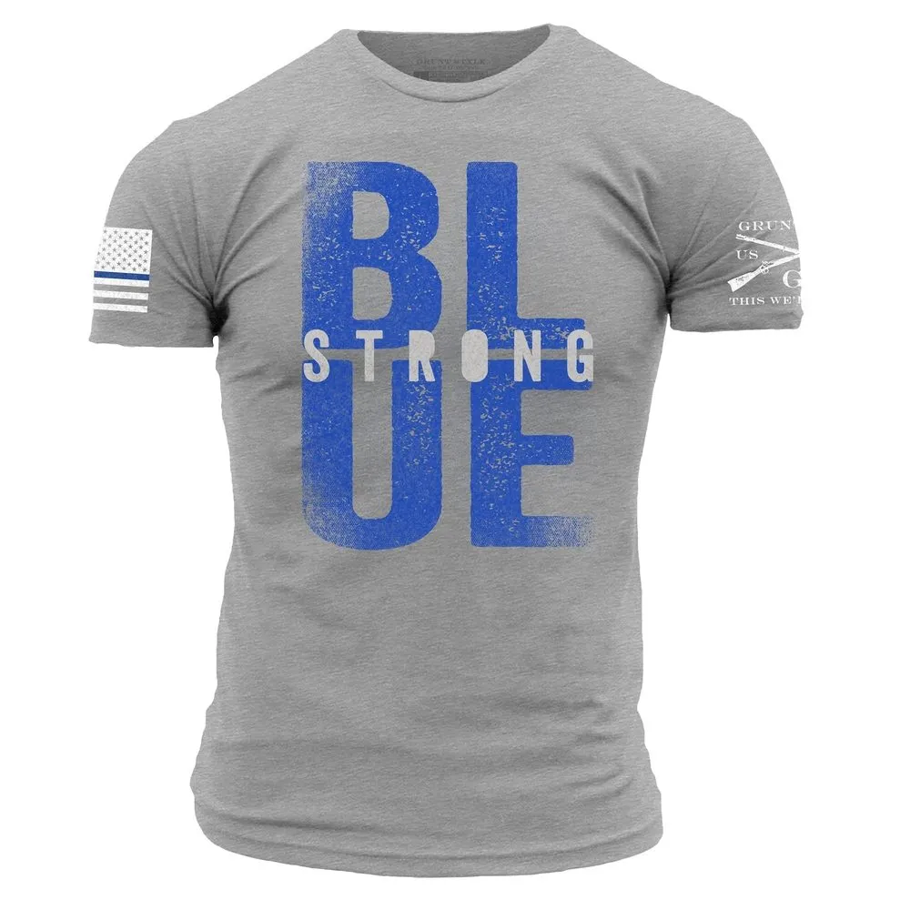 Blue Strong T-Shirt - Dark Heather Gray sold by Grunt Style