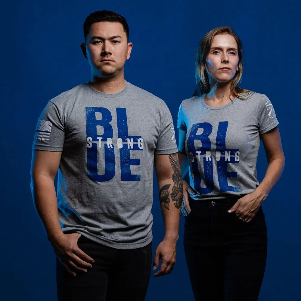 Blue Strong T-Shirt - Dark Heather Gray sold by Grunt Style product image thumbnail 3