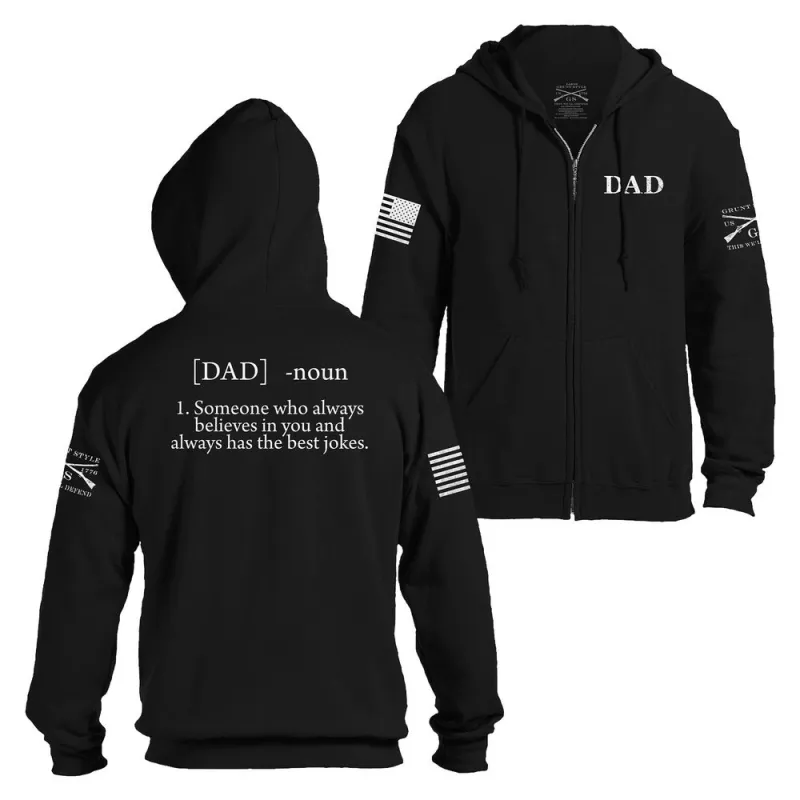 Dad Defined Full-Zip Hoodie - Black sold by Grunt Style