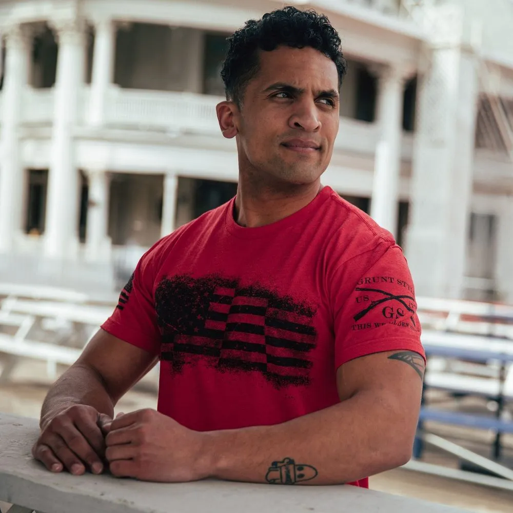 Bar Flag T-Shirt - Red sold by Grunt Style product image thumbnail 4