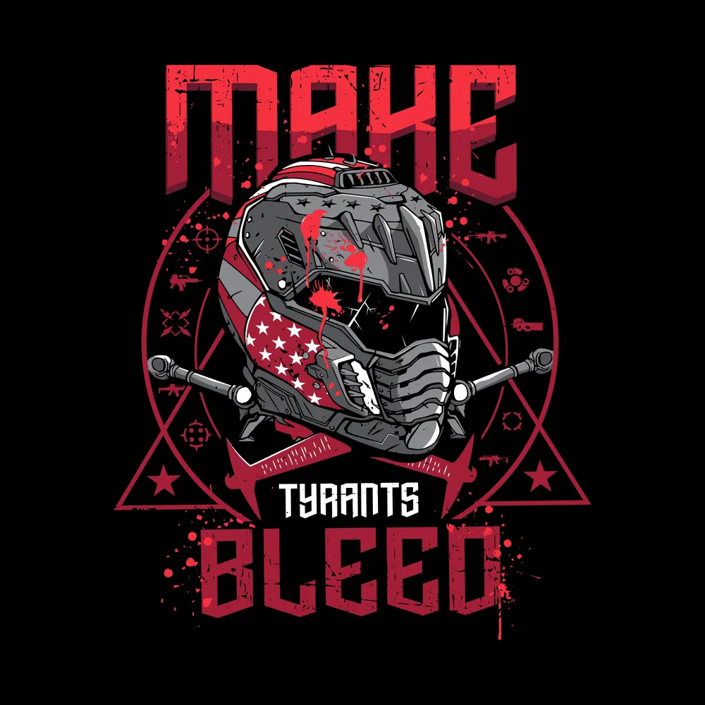 Make Tyrants Bleed T-Shirt - Black sold by Grunt Style product image thumbnail 2
