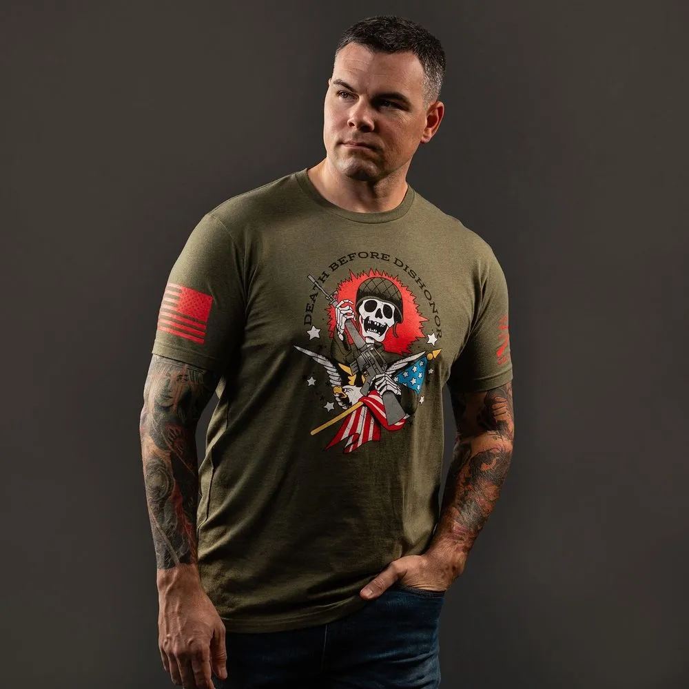 Death Before Dishonor T-Shirt - Military Green sold by Grunt Style product image thumbnail 4
