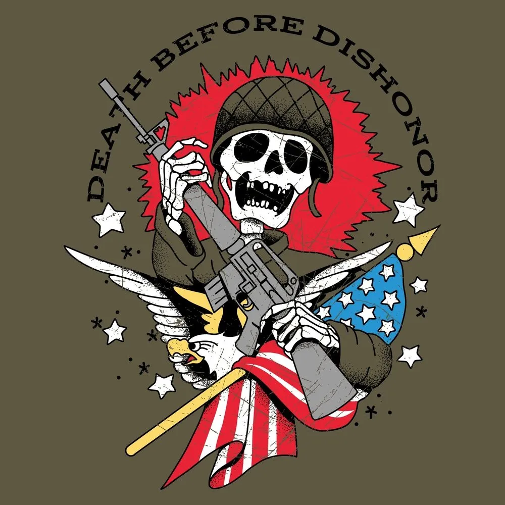 Death Before Dishonor T-Shirt - Military Green sold by Grunt Style product image thumbnail 2