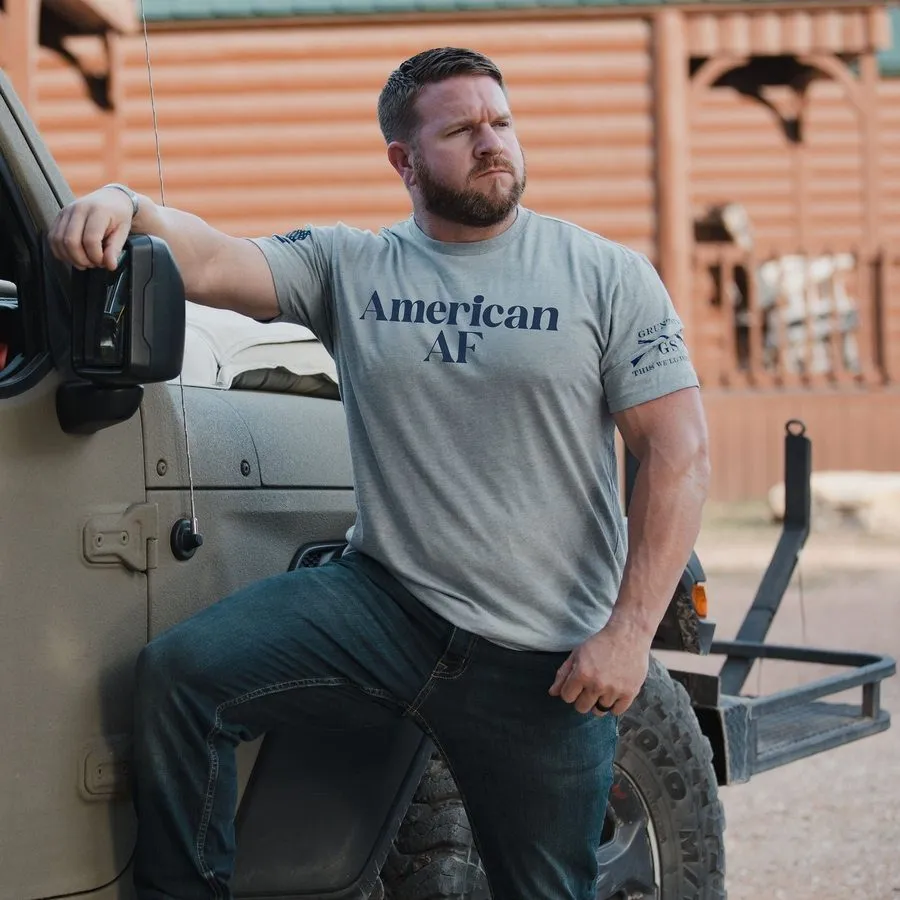 American AF T-Shirt - Dark Heather Gray sold by Grunt Style product image thumbnail 3