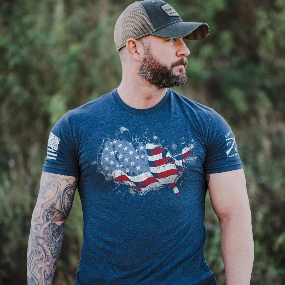 America Has Landed T-Shirt - Midnight Navy sold by Grunt Style product image thumbnail 3