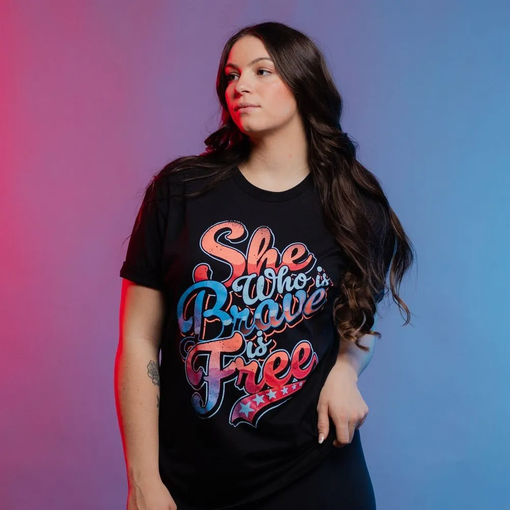 Women's Brave Is Free Boyfriend Fit T-Shirt - Black sold by Grunt Style product image thumbnail 4