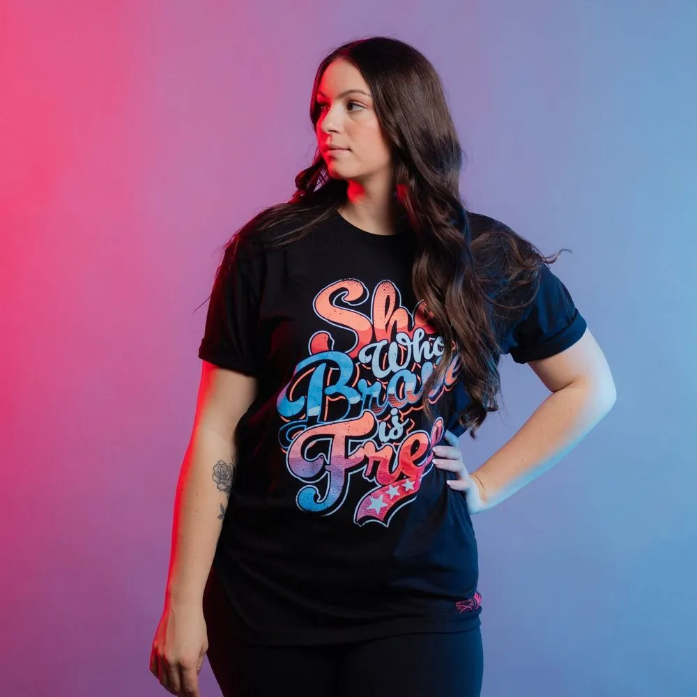 Women's Brave Is Free Boyfriend Fit T-Shirt - Black sold by Grunt Style product image thumbnail 3