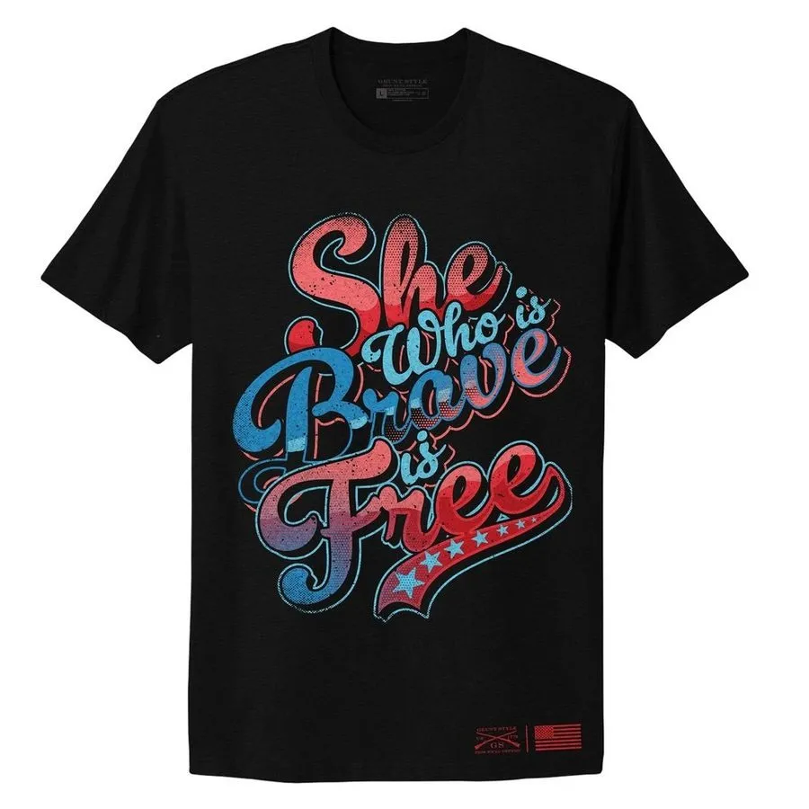 Women's Brave Is Free Boyfriend Fit T-Shirt - Black sold by Grunt Style product image thumbnail 2