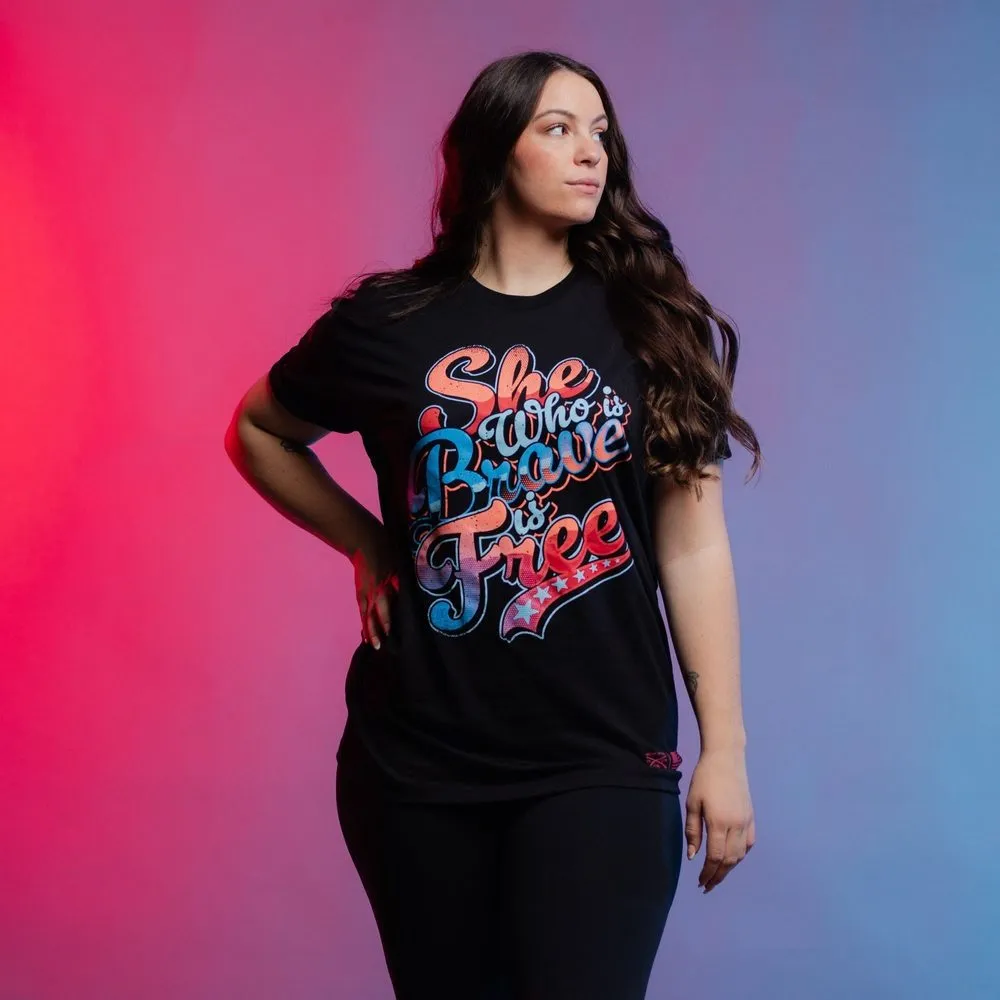 Women's Brave Is Free Boyfriend Fit T-Shirt - Black sold by Grunt Style