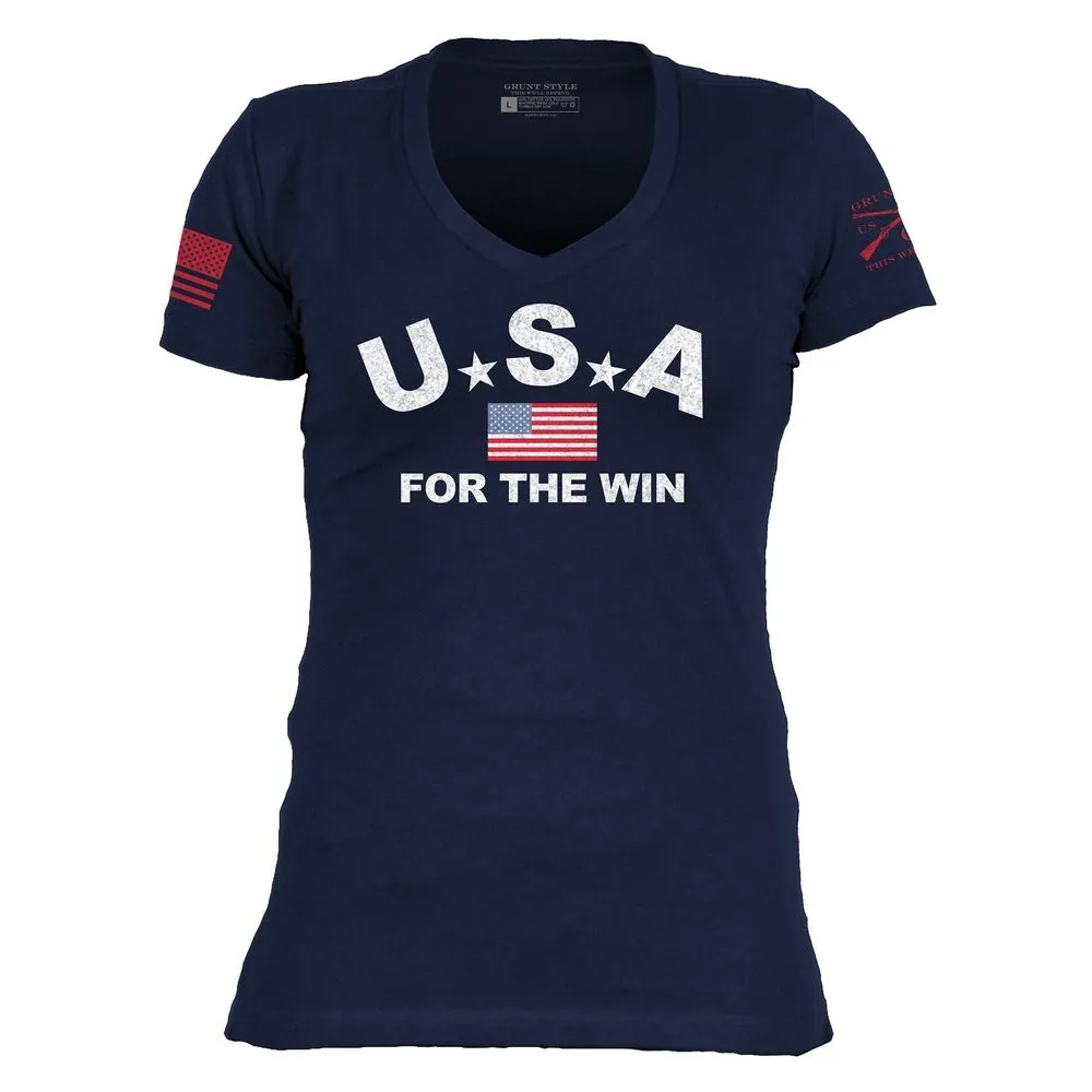 Women's USA For The Win V-Neck T-Shirt - Midnight Navy sold by Grunt Style product image thumbnail 2