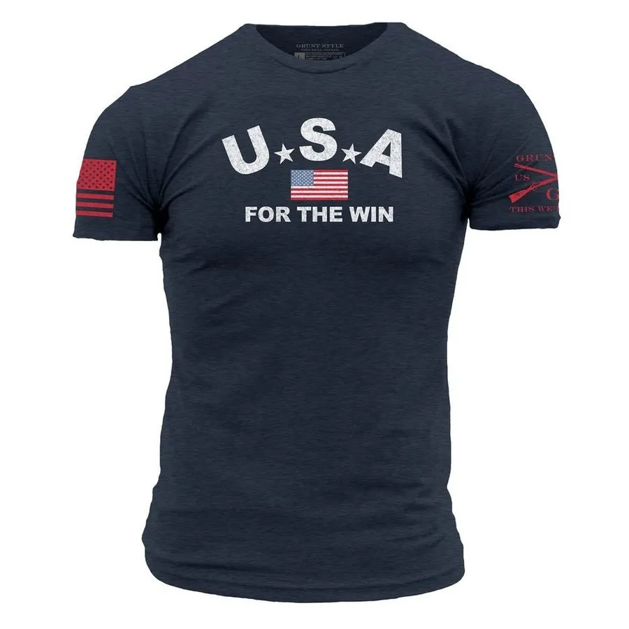 USA For The Win T-Shirt - Midnight Navy sold by Grunt Style