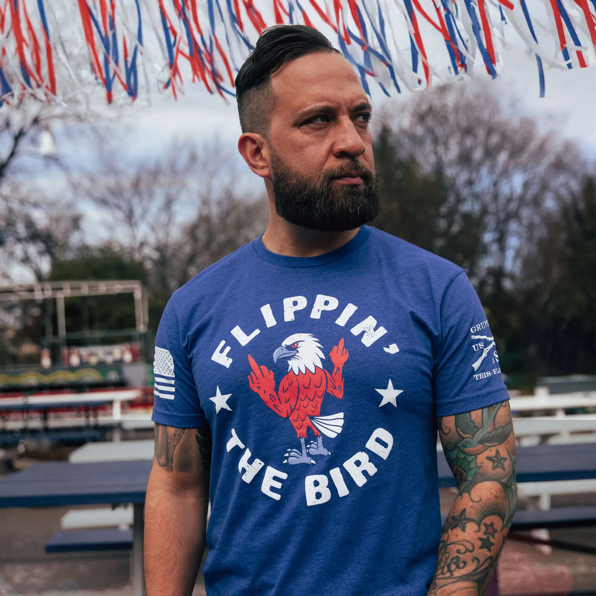 Flippin' The Bird T-Shirt - Royal sold by Grunt Style product image thumbnail 4