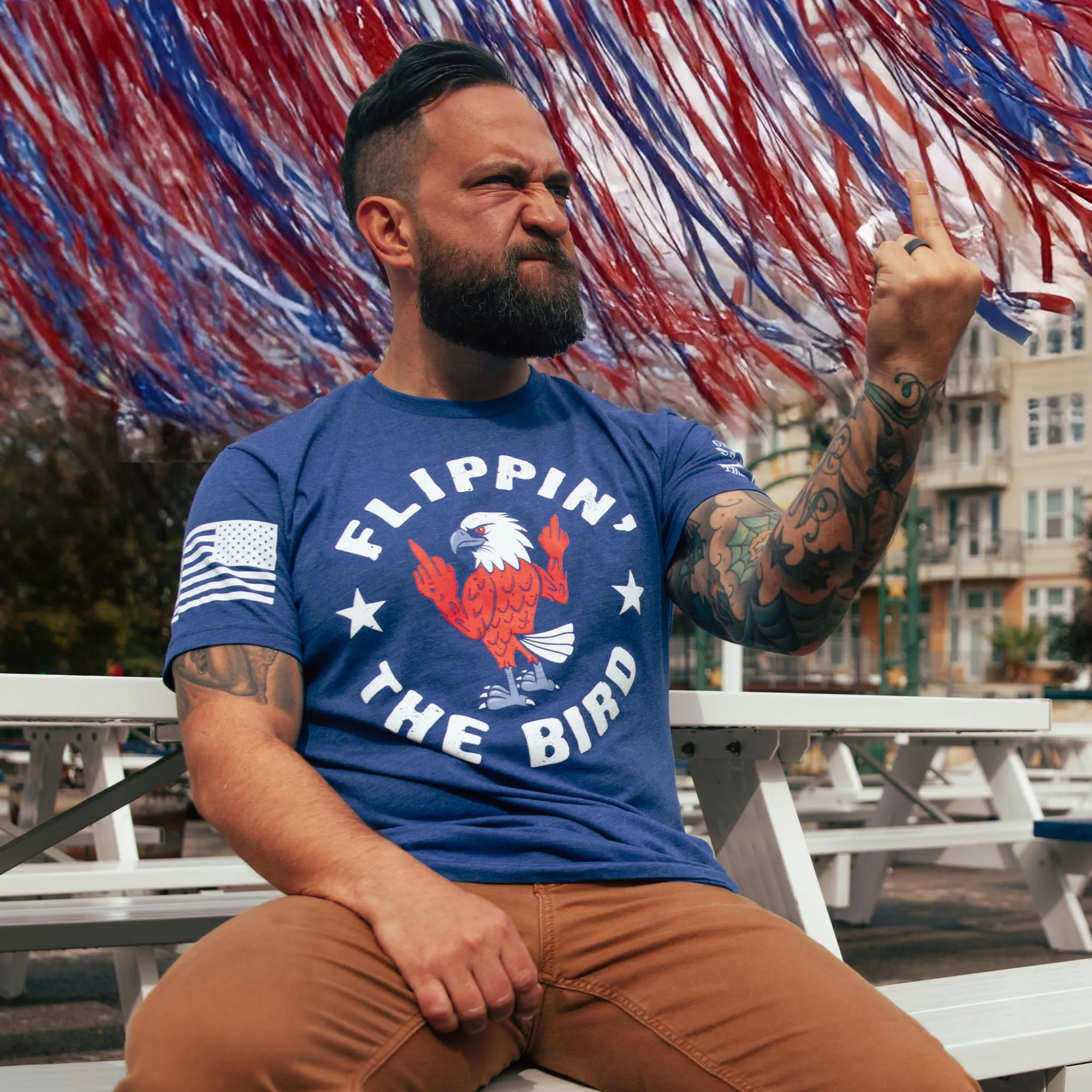 Flippin' The Bird T-Shirt - Royal sold by Grunt Style product image thumbnail 5