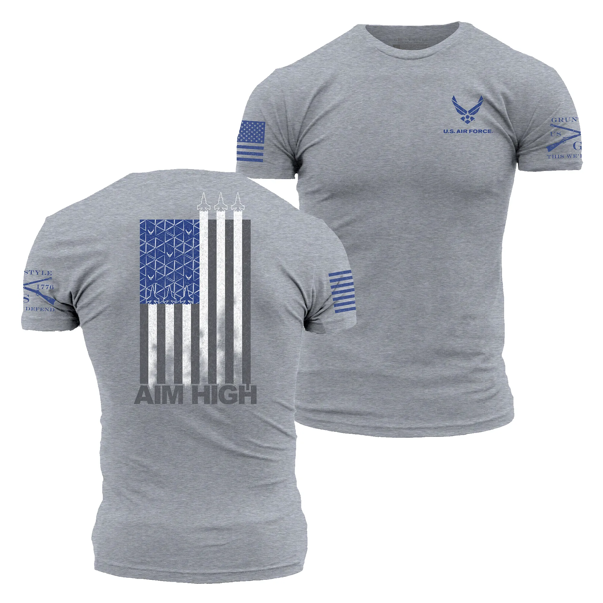 USAF - Aim High Flag T-Shirt - Dark Heather Gray sold by Grunt Style