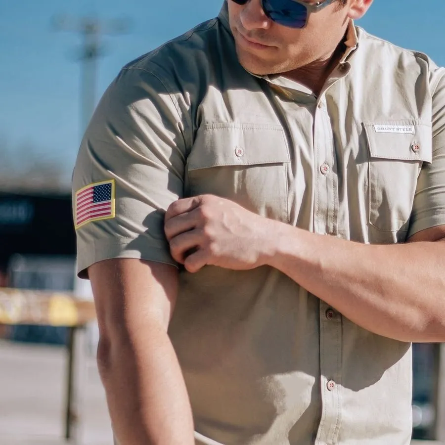 Men's Garage Button Down - Tan sold by Grunt Style product image thumbnail 2