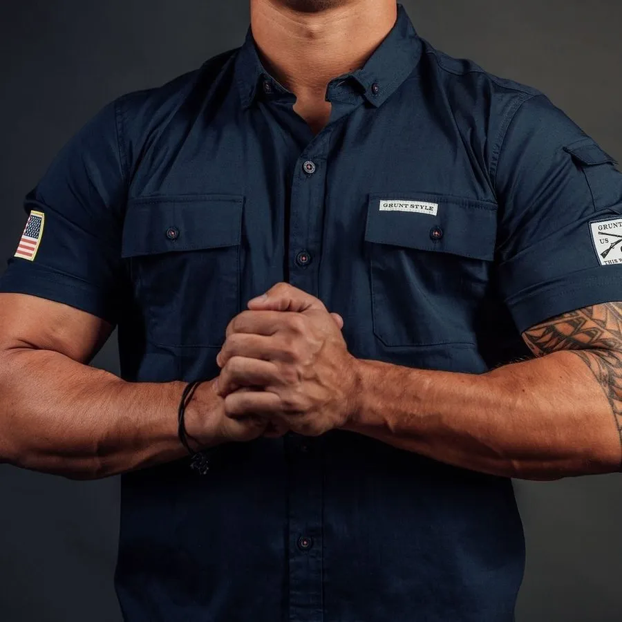 Men's Garage Button Down - Navy sold by Grunt Style product image thumbnail 3