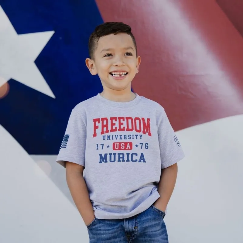Youth Freedom University T-Shirt - Heather Gray sold by Grunt Style