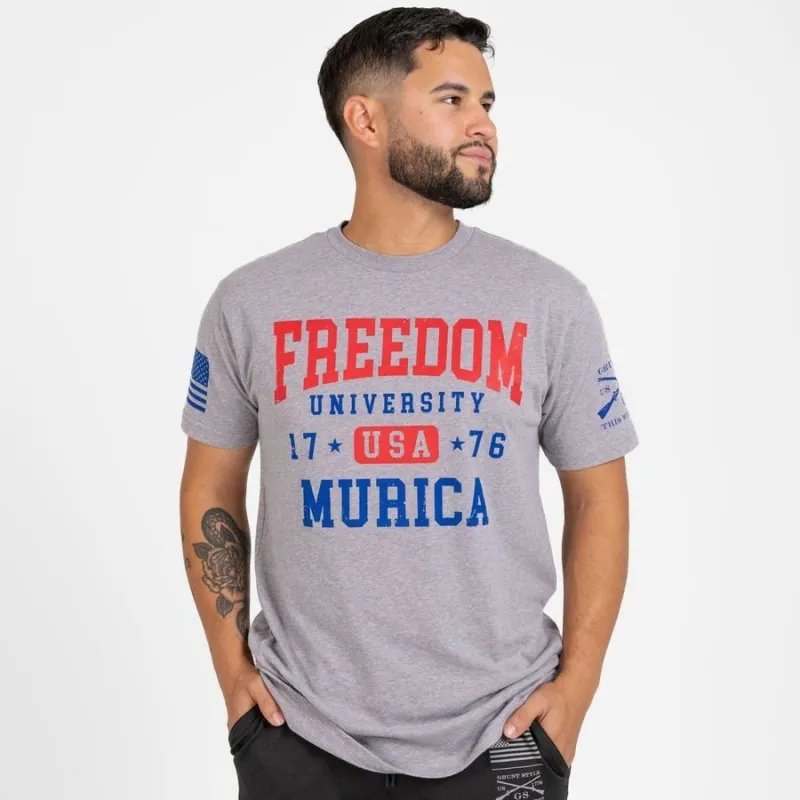 Freedom University T-Shirt - Dark Heather Gray sold by Grunt Style