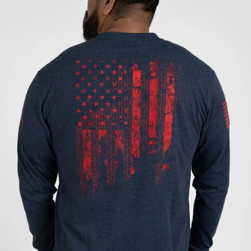 1776 Flag Long Sleeve - Navy sold by Grunt Style