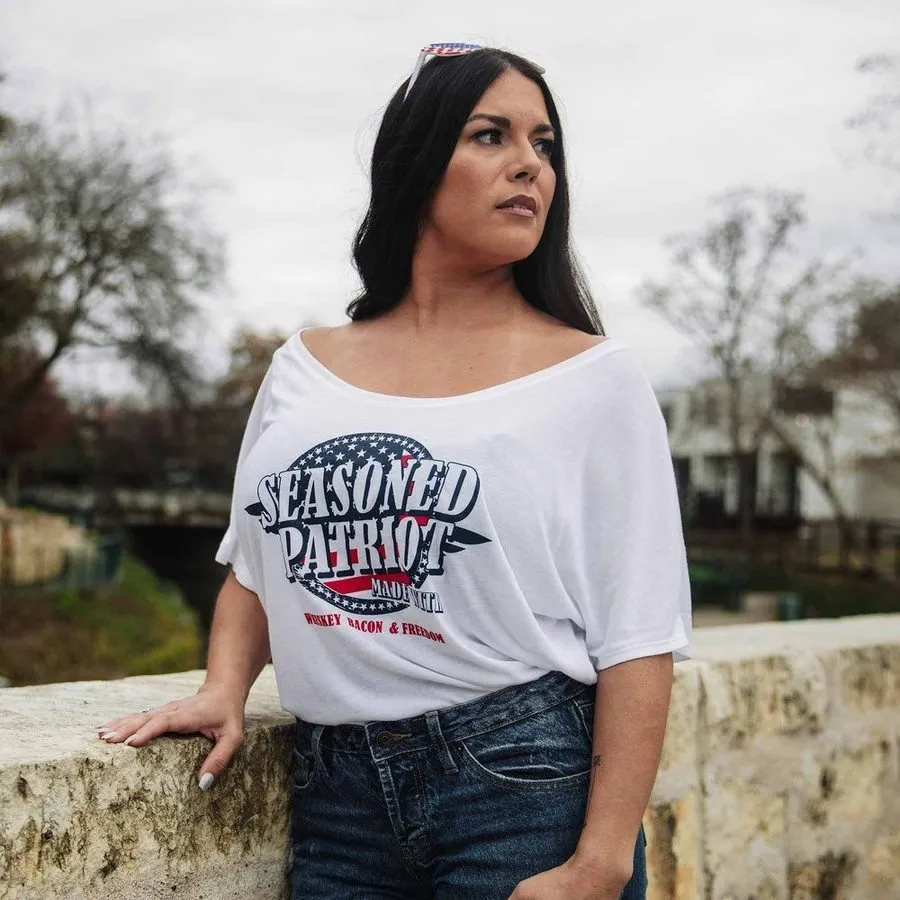 Women's Seasoned Patriot Slouchy Fit T-Shirt - White sold by Grunt Style product image thumbnail 3