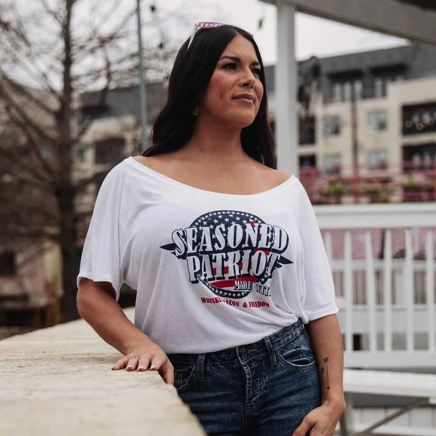Women's Seasoned Patriot Slouchy Fit T-Shirt - White sold by Grunt Style product image thumbnail 4