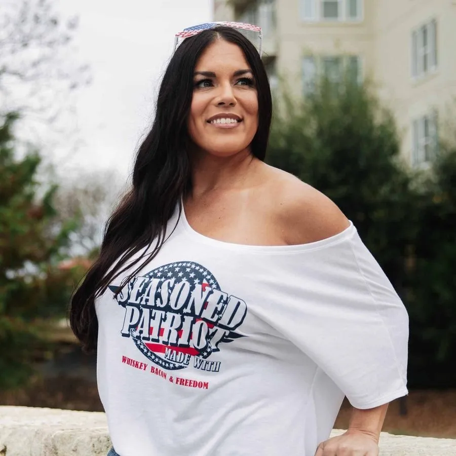 Women's Seasoned Patriot Slouchy Fit T-Shirt - White sold by Grunt Style