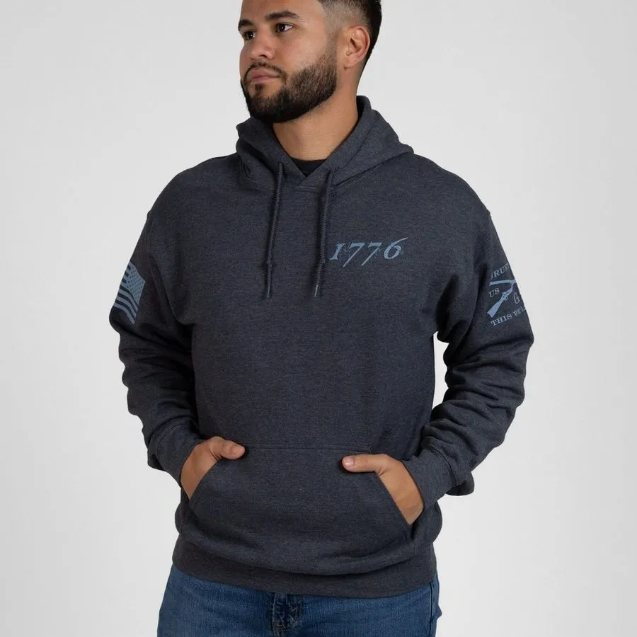 1776 Flag Hoodie - Dark Heather Gray sold by Grunt Style product image thumbnail 3