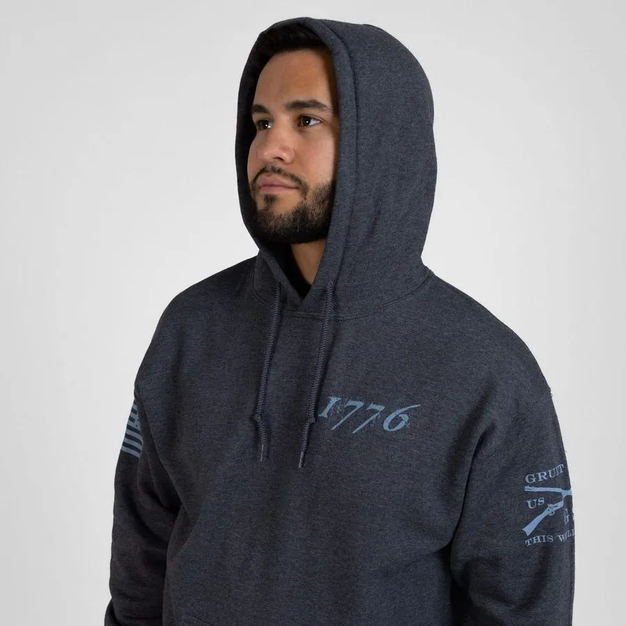 1776 Flag Hoodie - Dark Heather Gray sold by Grunt Style product image thumbnail 5