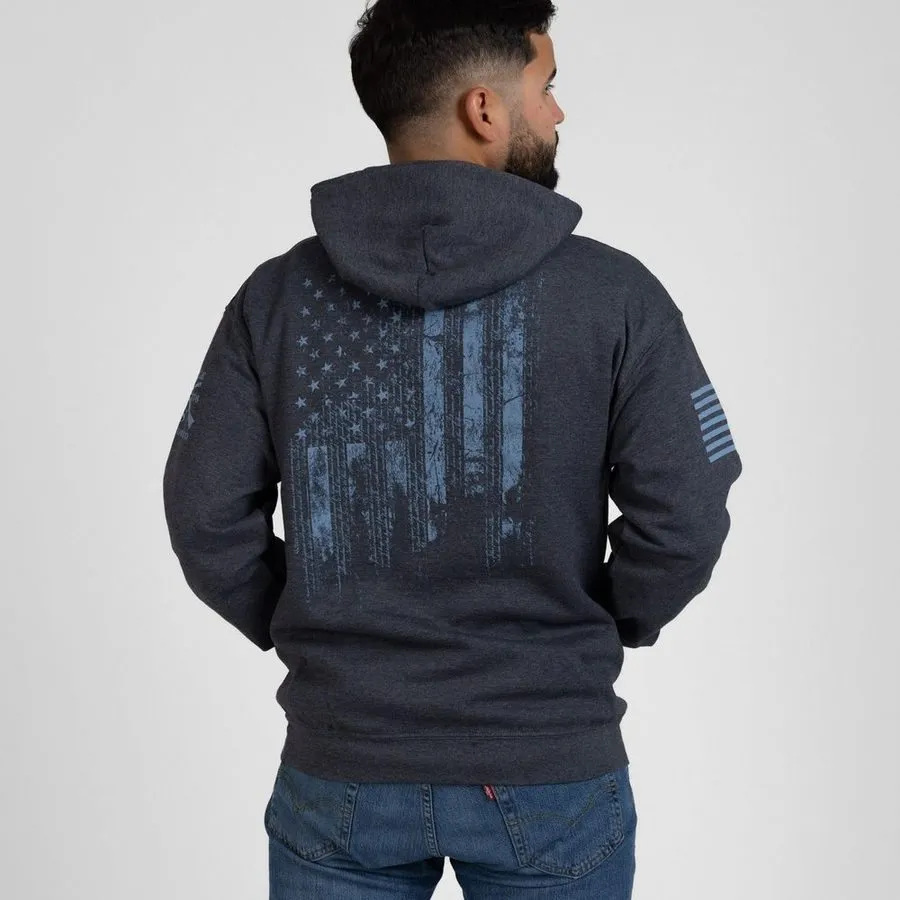 1776 Flag Hoodie - Dark Heather Gray sold by Grunt Style