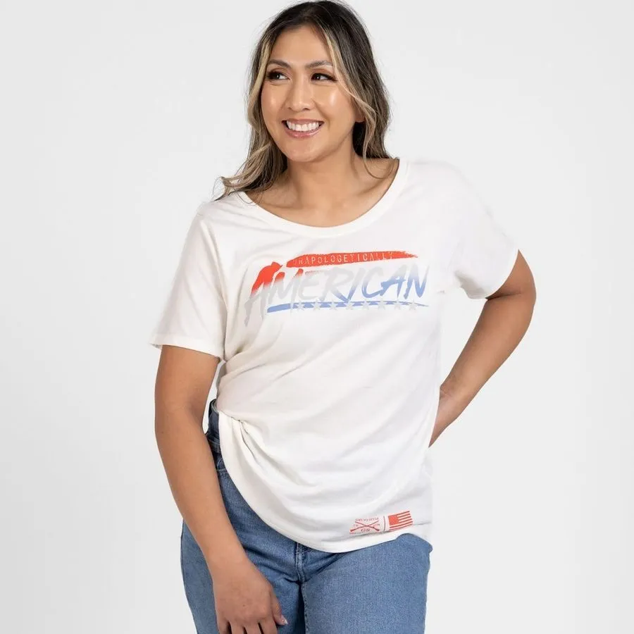 Women's Unapologetically American Slouchy T-Shirt - White sold by Grunt Style product image thumbnail 4