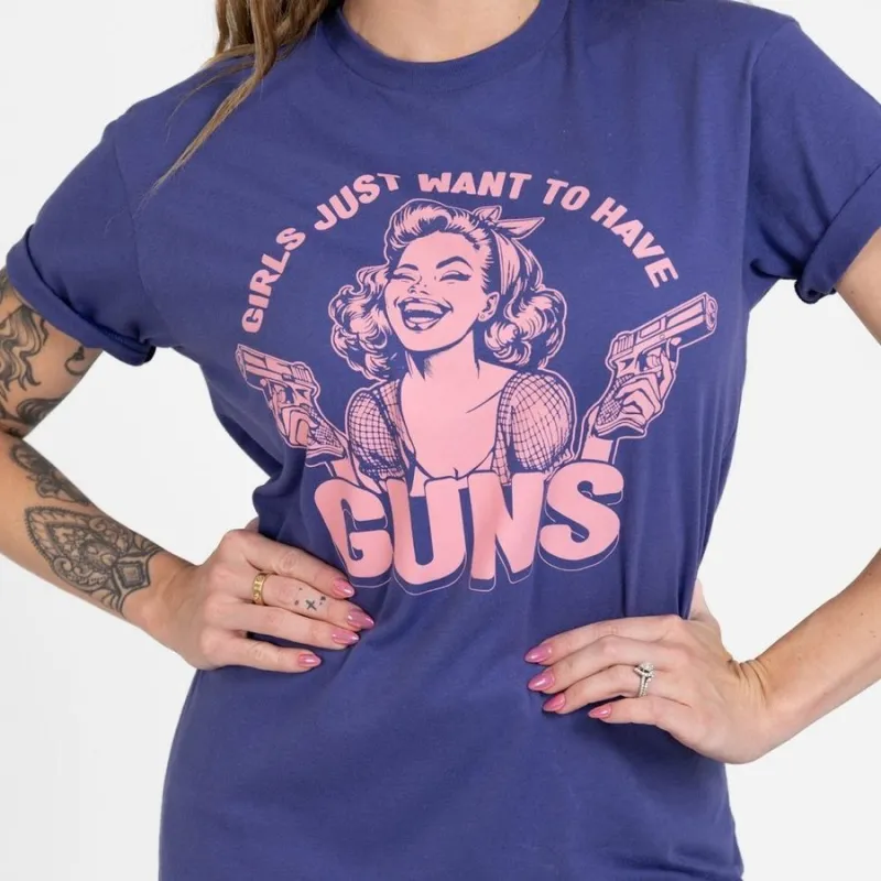 Women's Girls Just Want Guns Boyfriend Fit T-Shirt - Future Dusk sold by Grunt Style