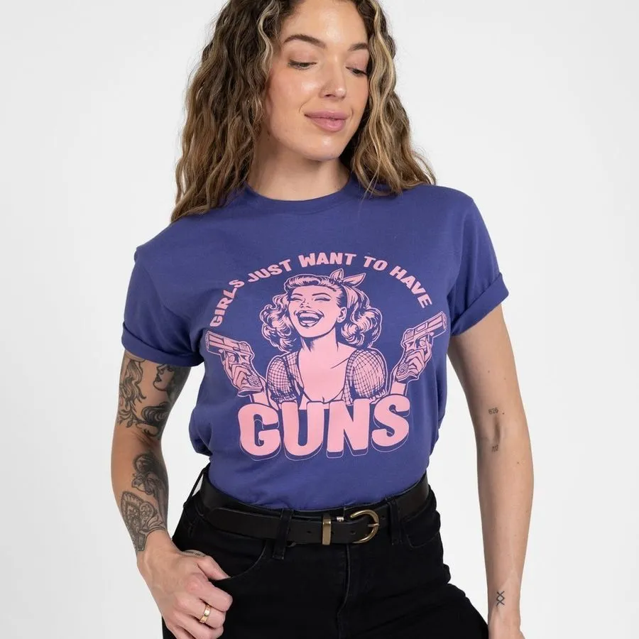 Women's Girls Just Want Guns Boyfriend Fit T-Shirt - Future Dusk sold by Grunt Style product image thumbnail 4