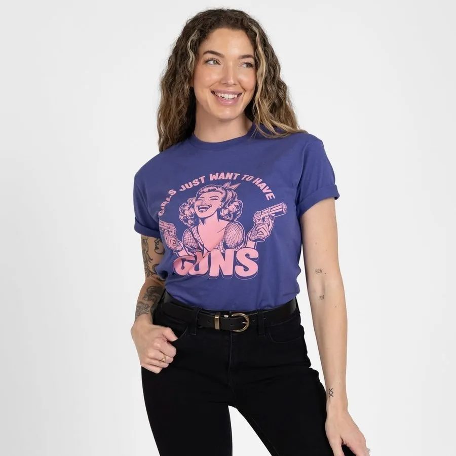 Women's Girls Just Want Guns Boyfriend Fit T-Shirt - Future Dusk sold by Grunt Style product image thumbnail 3