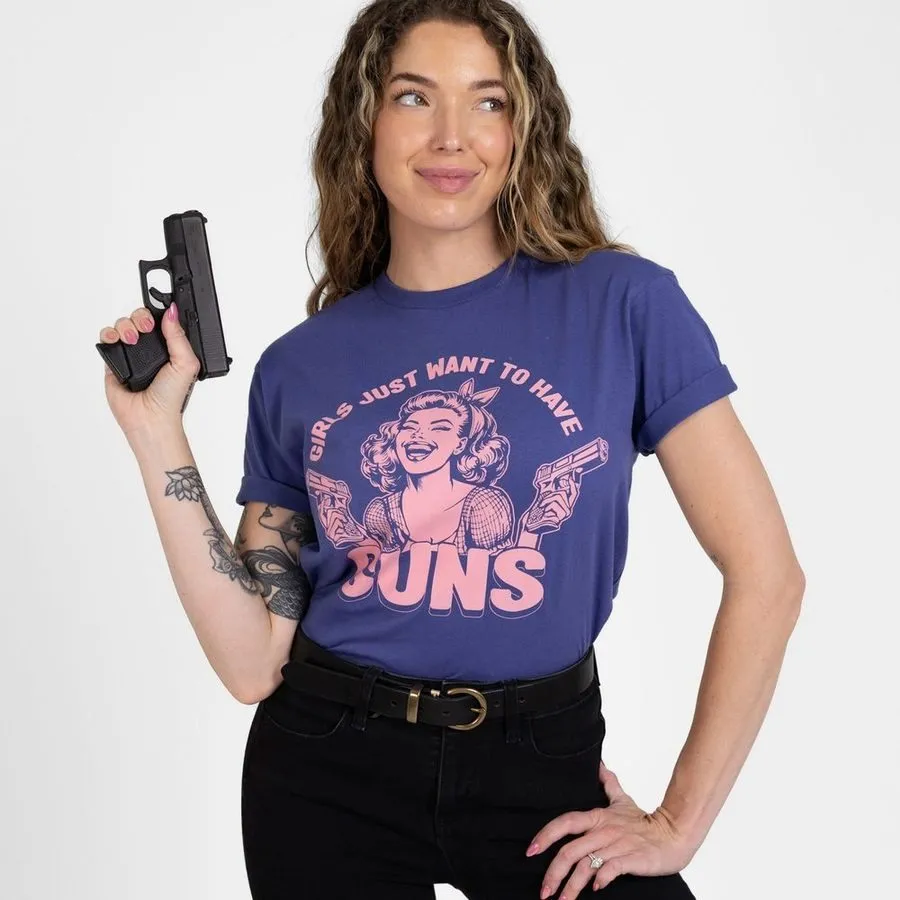 Women's Girls Just Want Guns Boyfriend Fit T-Shirt - Future Dusk sold by Grunt Style product image thumbnail 5