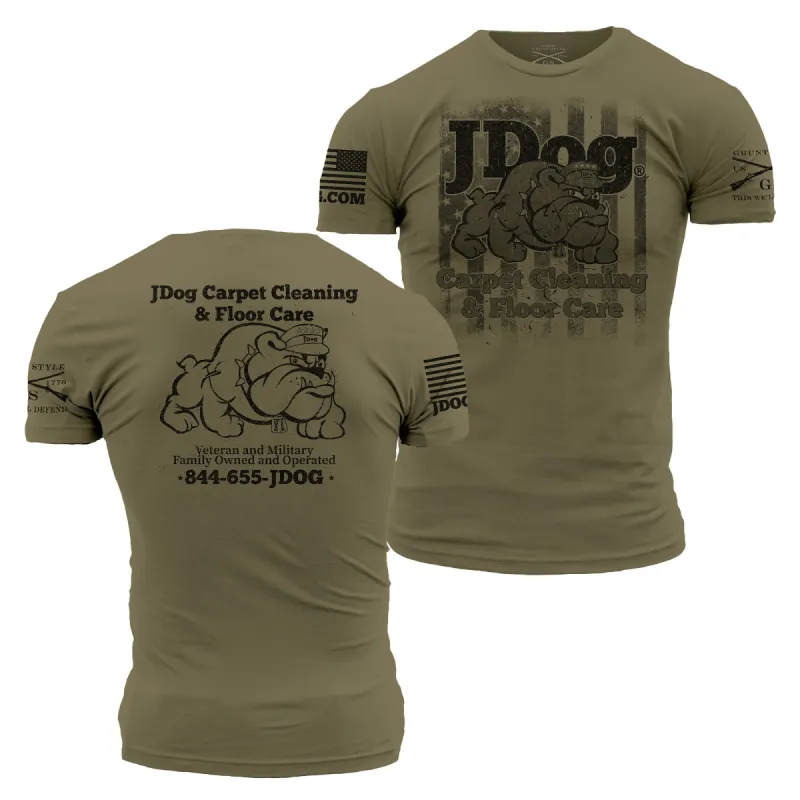 JDog Carpet Cleaning & Floor Care T-Shirt- Military Green sold by Grunt Style