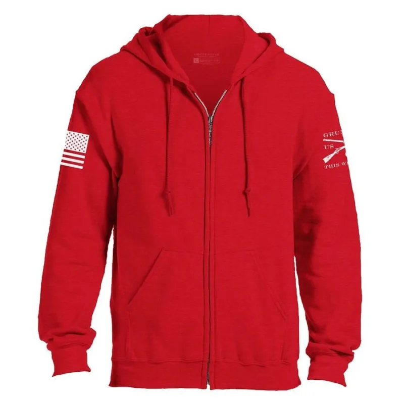 Grunt Style Basic Full-Zip Hoodie - Red sold by Grunt Style