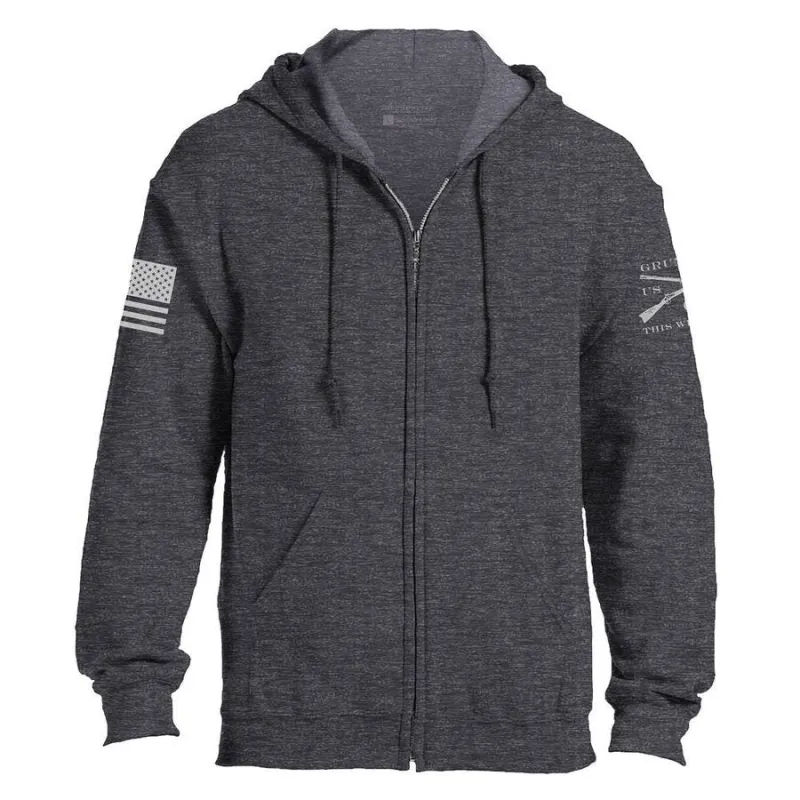 Grunt Style Basic Full-Zip Hoodie - Dark Heather Gray sold by Grunt Style