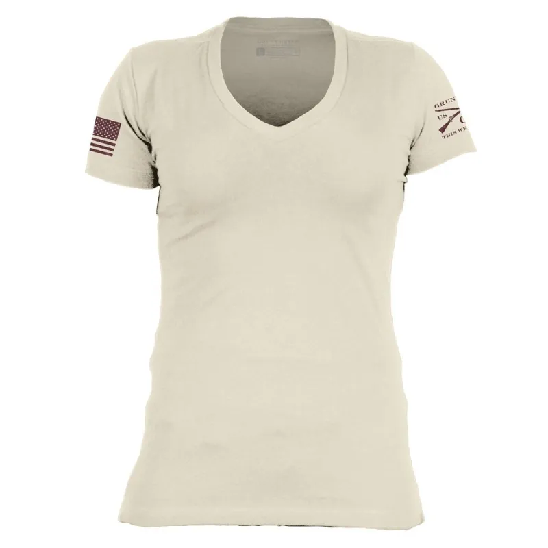 Basic T-Shirt Women's V-Neck - Sand sold by Grunt Style