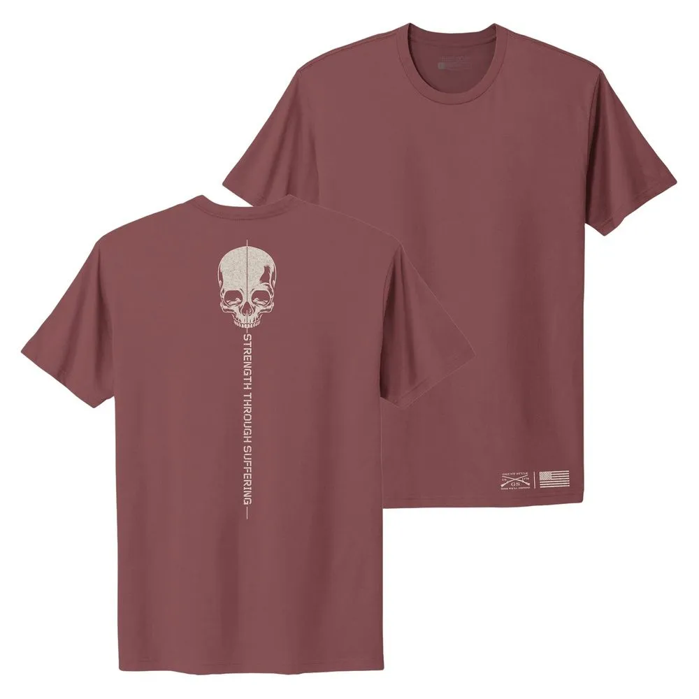 Women's Strength Through Suffering Boyfriend Fit T-Shirt - Red Plum sold by Grunt Style product image thumbnail 5
